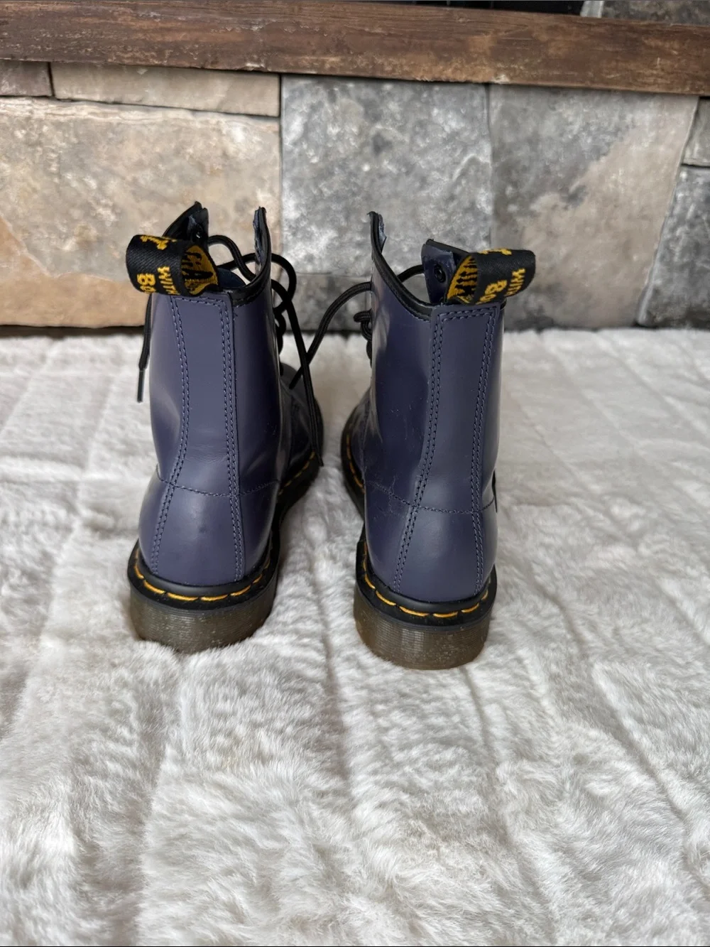 Kids size 4 Dr Martens purple Leather 8-Eye Lace-Up Kids Boots NWT